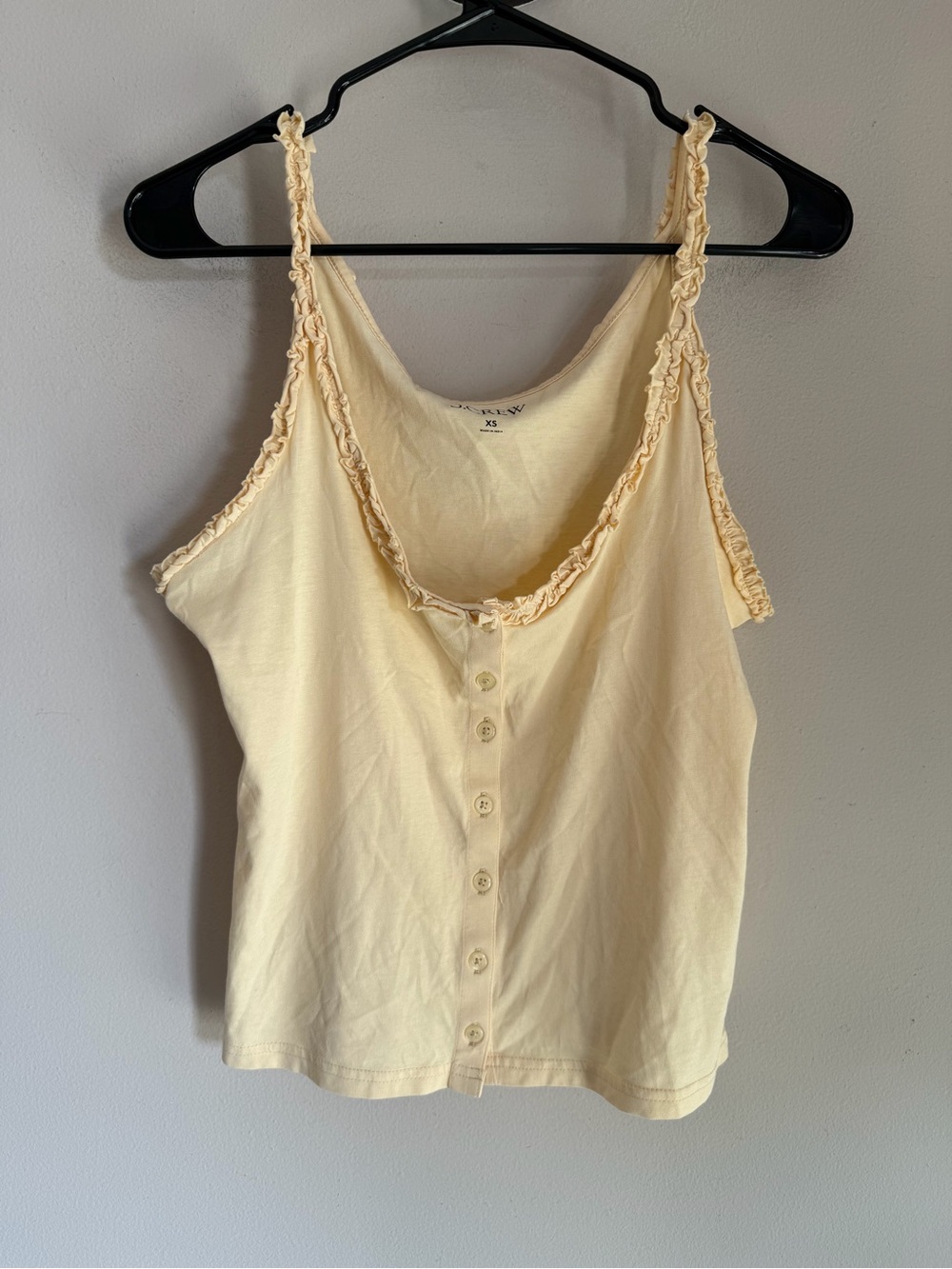 J.Crew Soft Yellow Broken-In Jersey Button-Front Tank Top XS